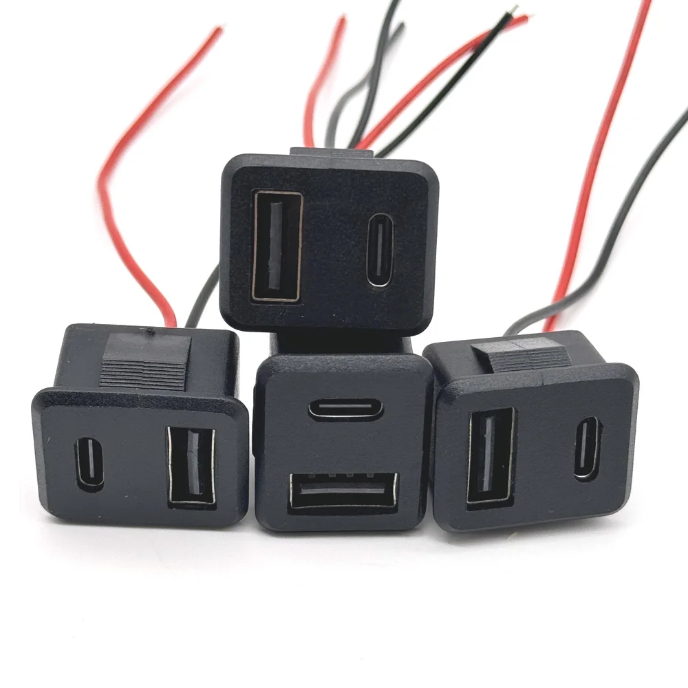 1/3PCS 20V 3A 더블 레이어 USB 여성 기본 유형-c 소켓 여성 USB 램프 충전 소켓 전원 소켓 케이블 3A 커넥터