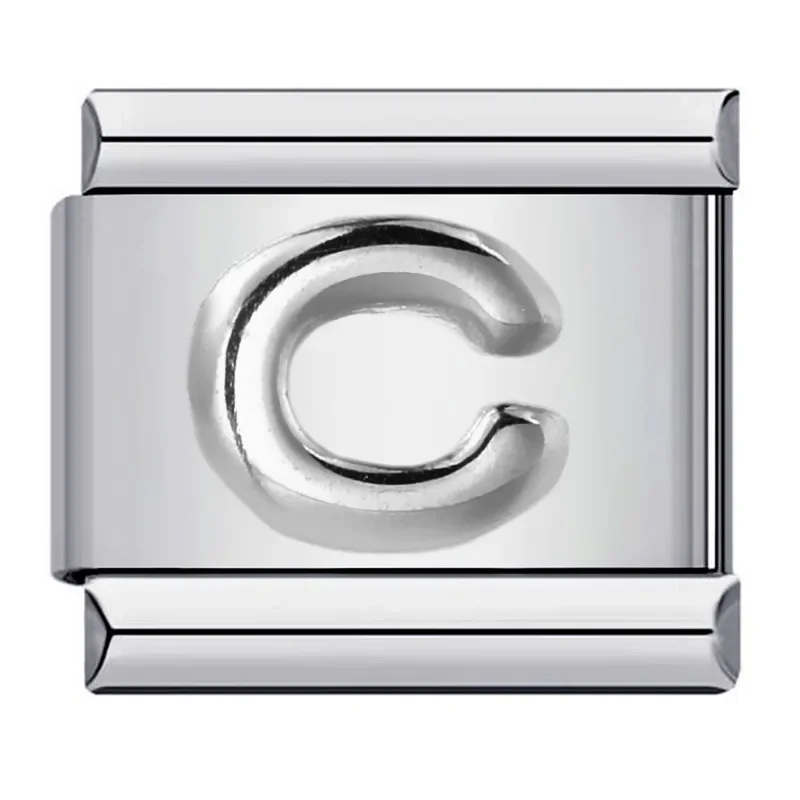 남녀공용 실버 글자 이름 이탈리아 참 핏, 9mm 스테인리스 스틸 모듈식 팔찌, 도매 주얼리, 2025 신제품