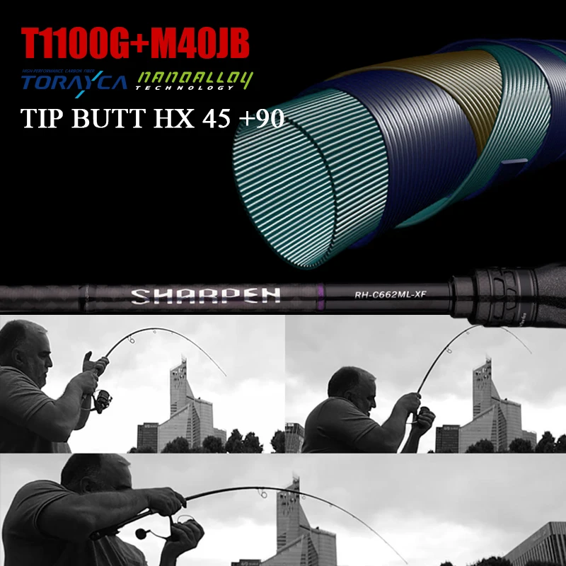 PURELURE SHARPEN 소프트 루어 롱 스피닝 및 캐스팅 XF/MF 액션 로드 후지 컴포넌트 베이스 파이크 로드 낚싯대 스피닝 릴