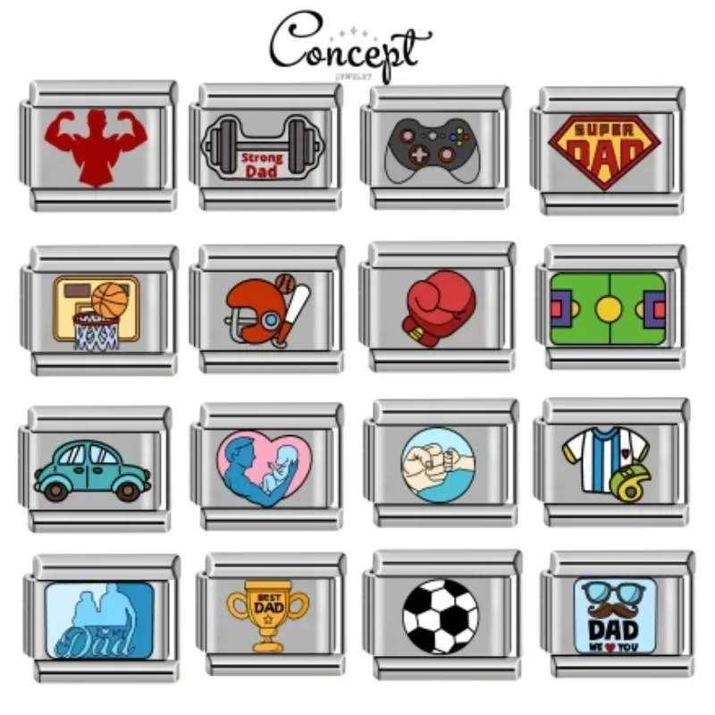 새로운 오리지널 아버지의 날 선물 이탈리아 매력 링크 맞는 9mm 모듈 형 팔찌 스테인레스 스틸 쥬얼리 만들기 title=새로운 오리지널 아버지의 날 선물 이탈리아 매력 링크 맞는 9mm 모듈 형 팔찌 스테인레스 스틸 쥬얼리 만들기