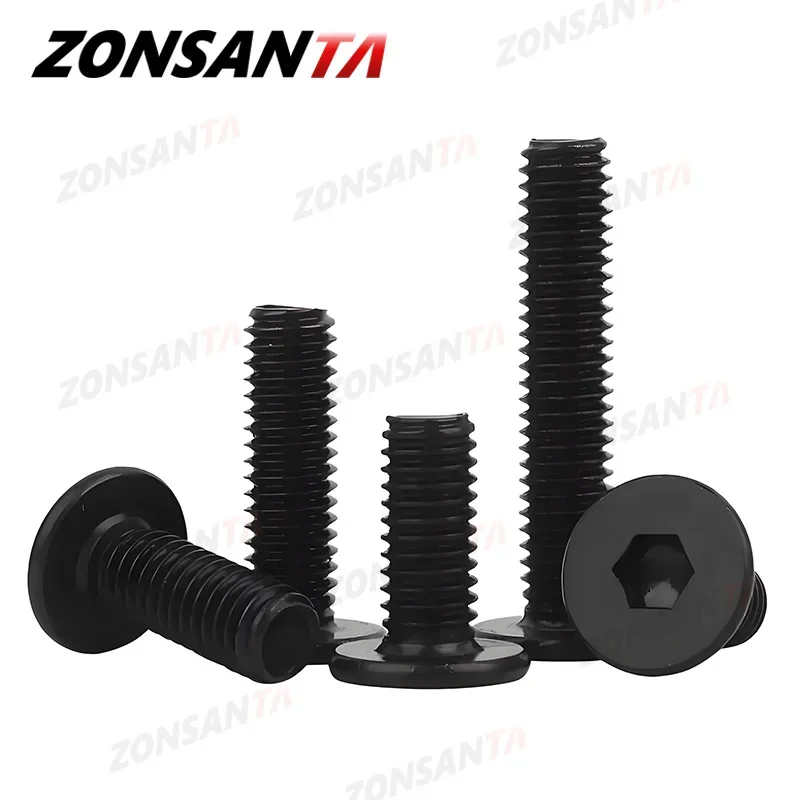 검정색 304 스테인레스 스틸 알렌 육각형 초박형 헤드 볼트 육각 소켓 초박형 플랫 웨이퍼 헤드 나사 M2 M2.5 M3 M4 M5 M6 M8
