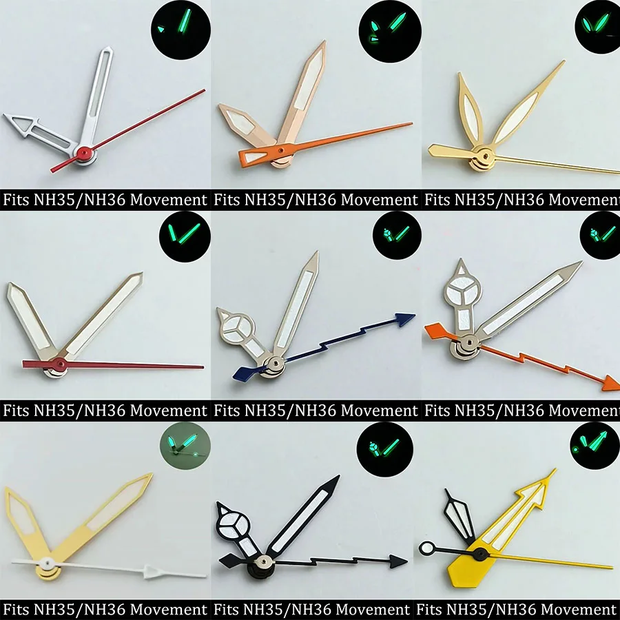 고품질 시계 액세서리 시계 포인터 NH 시리즈 35 NH36 손 녹색 빛나는 N H35/NH36 무브먼트에 적합