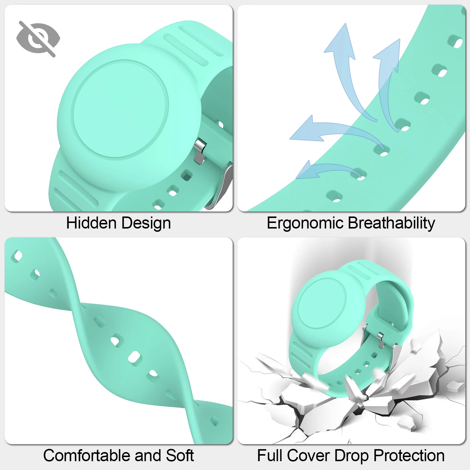 Apple AirTag 실리콘 스트랩 에어 태그 용 방수 케이스 어린이를위한 분실 방지 보호 커버 어린이 추적기 로케이터 팔찌