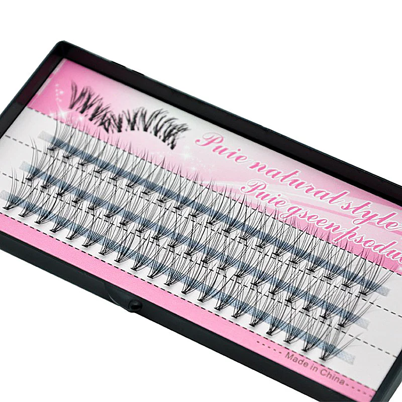 10D 밍크 접목 속눈썹 1 상자/60 번들 러시아 자연 C 컬 거짓 속눈썹 개별 클러스터 속눈썹 메이크업 도매