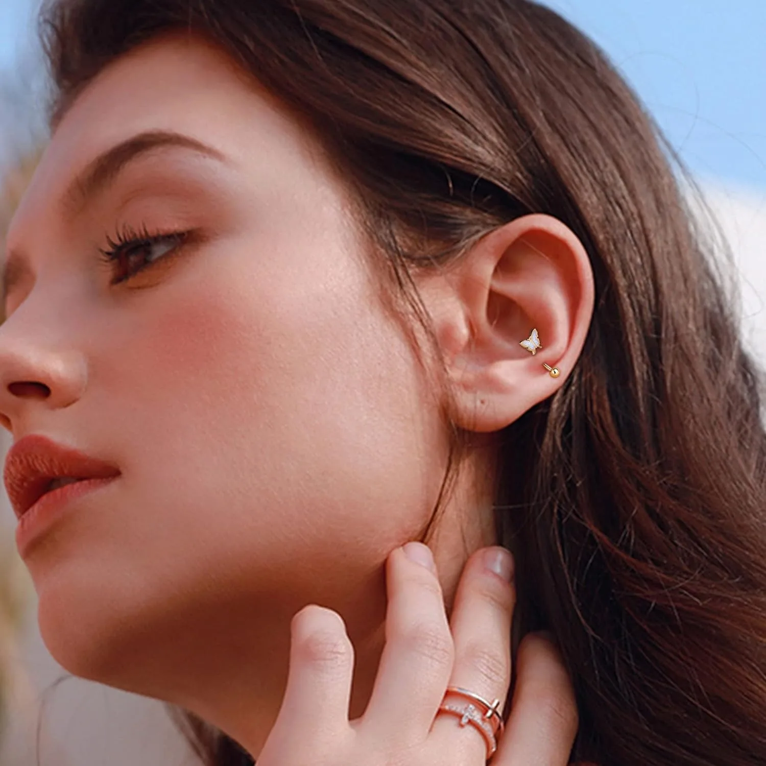 Drperfect 1pc 스테인레스 스틸 루크 피어싱 쥬얼리 립 링 연골 Daith 표면 Tragus 피어싱 쥬얼리 눈썹 반지