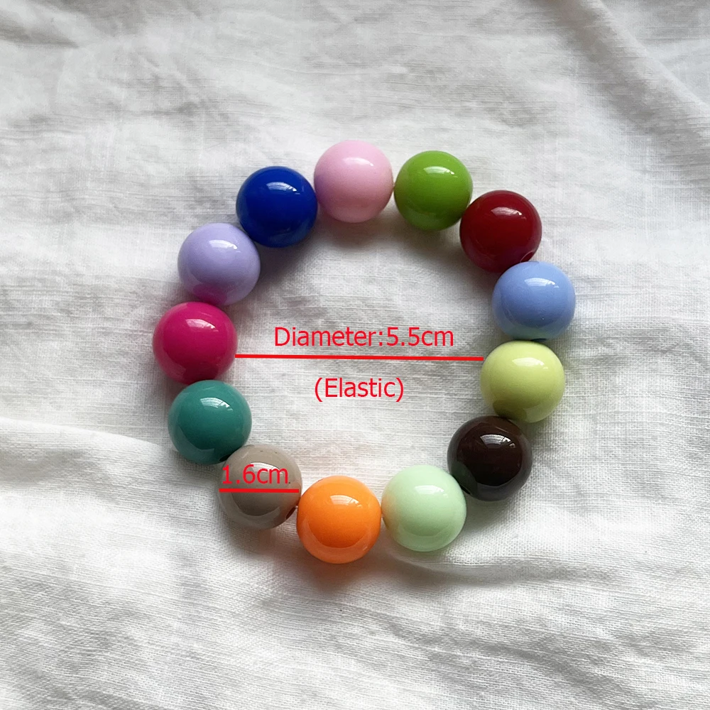 귀여운 달콤한 다채로운 아크릴 큰 구슬 Chunky 팔찌 형광 손 페르시 간단한 Bangles 여름 봄 쥬얼리 액세서리