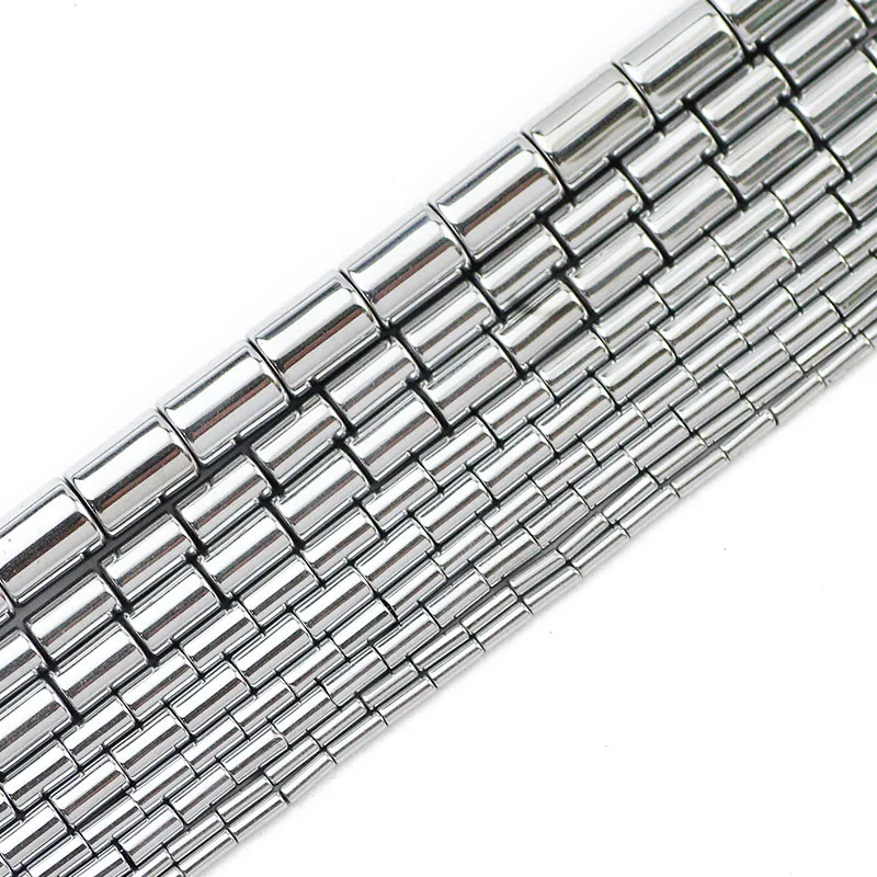 주얼리 제작용 원형 적철광 실린더 스페이서 루즈 비즈, DIY 팔찌 액세서리, 실버 컬러 천연석, 4mm, 5mm, 6mm, 8mm