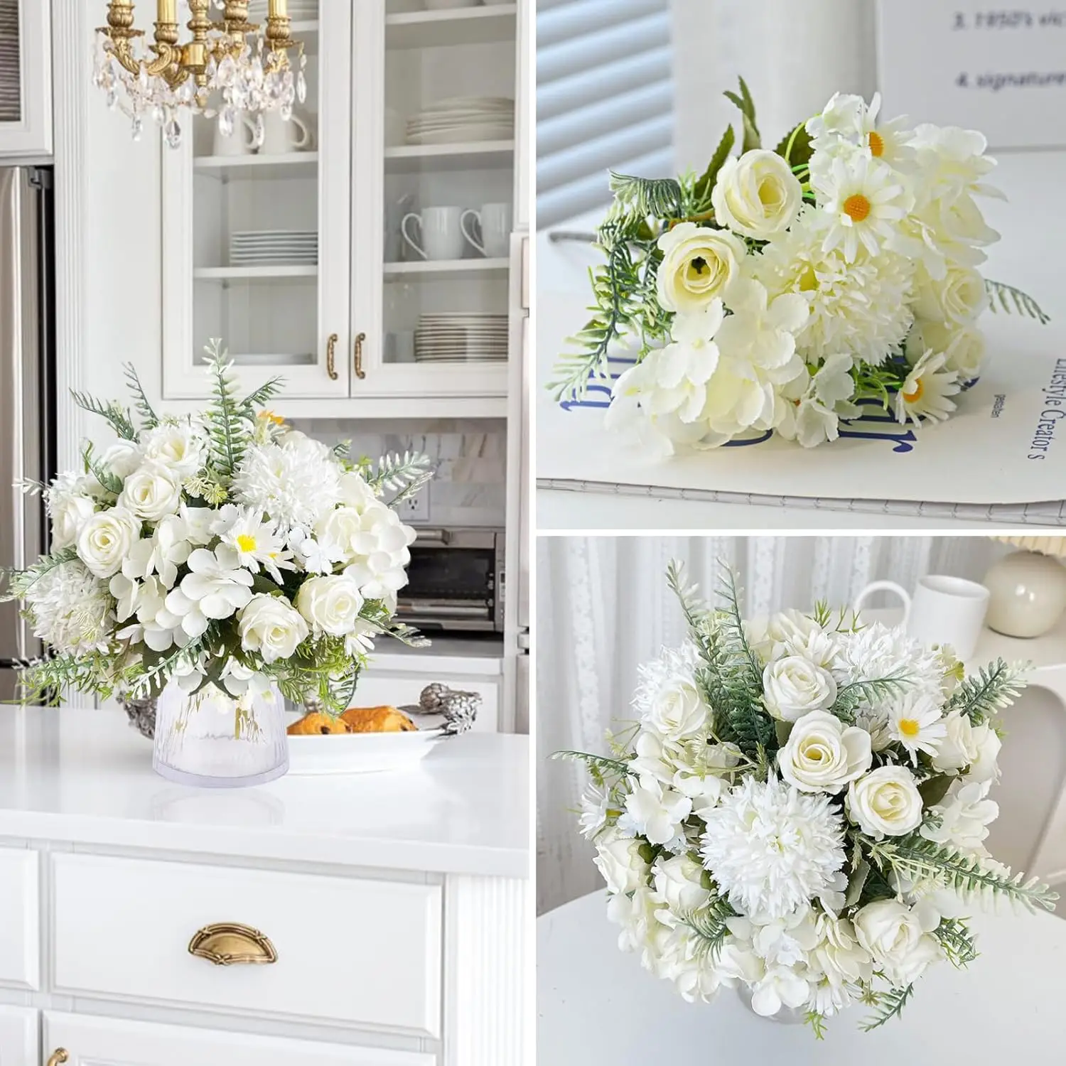 1PC 인공 꽃 웨딩 홈 침실 장식 신부 꽃다발 정원 가짜 실크 장미 수국 꽃병 보드 야외