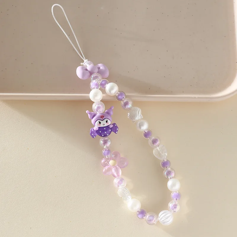 귀여운 산리오 멜로디 헬로 키티 쿠로미 Cinnamorol 아크릴 키 체인 핸드 체인 전화 체인 전화 액세서리 쥬얼리 액세서리