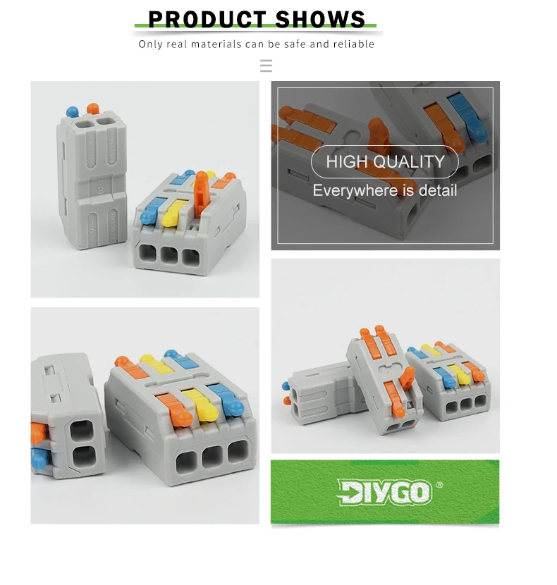 범용 컴팩트 전기 도체 빠른 와이어링 케이블 커넥터, SPL 스플라이싱 스플리터, 푸시인 홈 터미널 블록, 2 핀, 3 핀