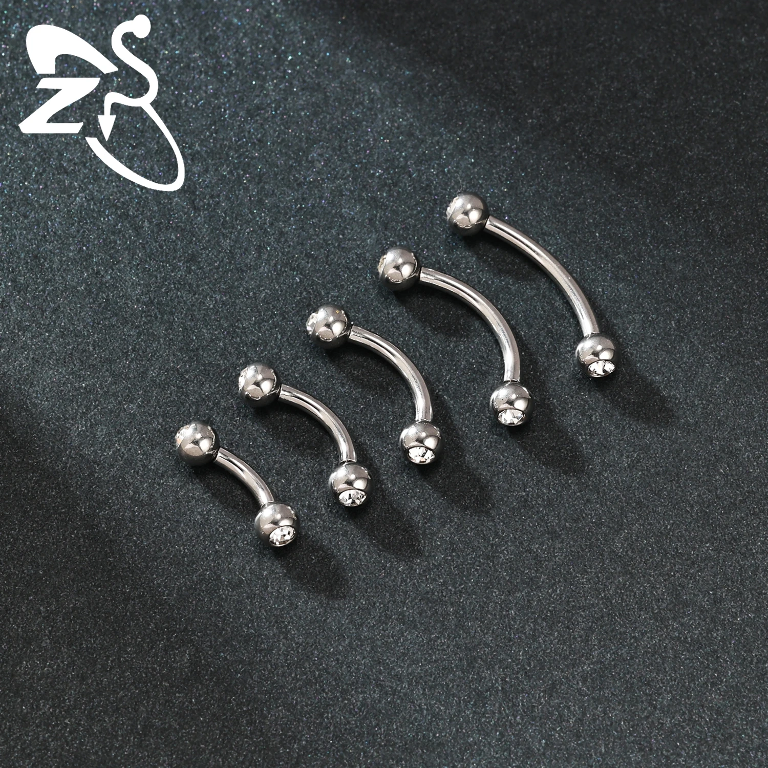 ZS 1PC 내부 스레드 14/16/18G 스테인레스 스틸 배꼽 링 6MM-14MM 곡선 배꼽 링 헬릭스 연골 피어싱 쥬얼리