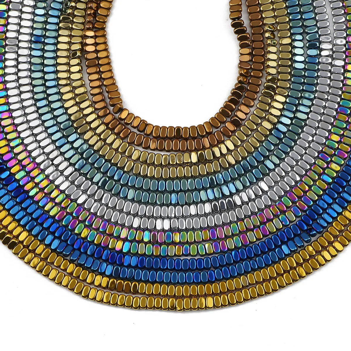 천연 적철광 스톤 사각형 스페이서 느슨한 비즈, 주얼리 제작용, DIY 팔찌 목걸이 귀걸이 액세서리, 4x2mm, 180 개