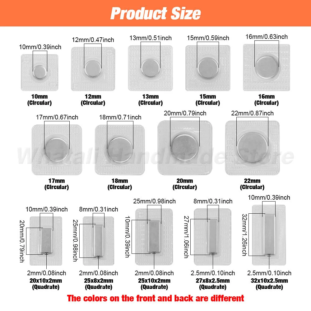 5 쌍 PVC 보이지 않는 숨겨진 금속 강력한 자기 스냅 버튼 보이지 않는 바느질 자석 자석 패스너 핸드백 의류