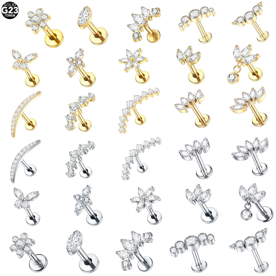 여성을위한 1Pc 티타늄 귀 연골 스터드 귀걸이 내부 스레드 지르콘 꽃 귀 엽 Tragus 헬릭스 립 링 쥬얼리 16G title=여성을위한 1Pc 티타늄 귀 연골 스터드 귀걸이 내부 스레드 지르콘 꽃 귀 엽 Tragus 헬릭스 립 링 쥬얼리 16G 