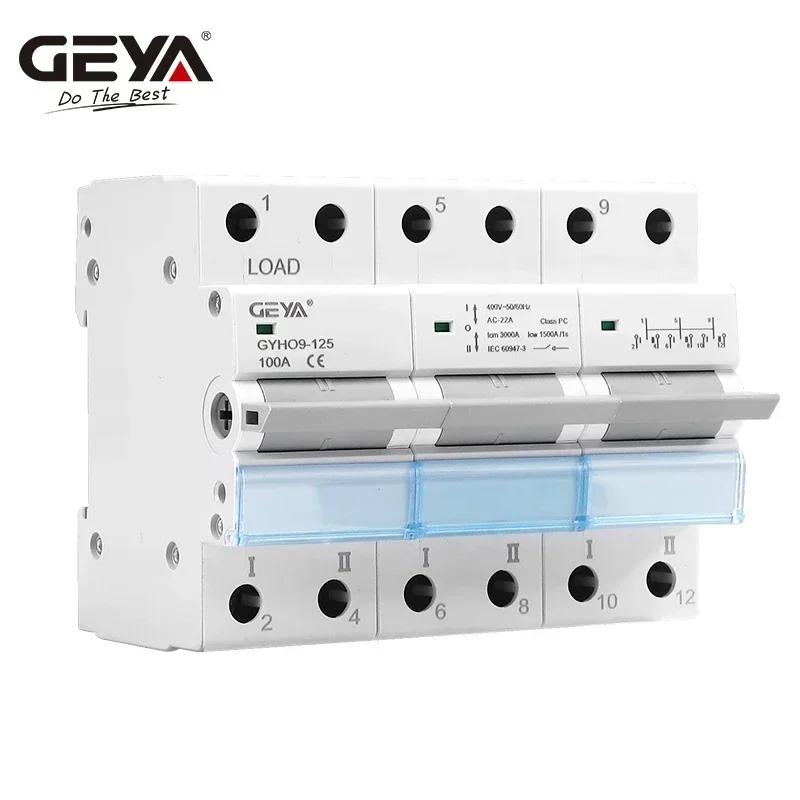GEYA GYHO9 수동 전송 스위치 표시기가 있는 새로운 디자인 63A 100A 125A MTS 이중 전원 수동 변환 절연 스위치