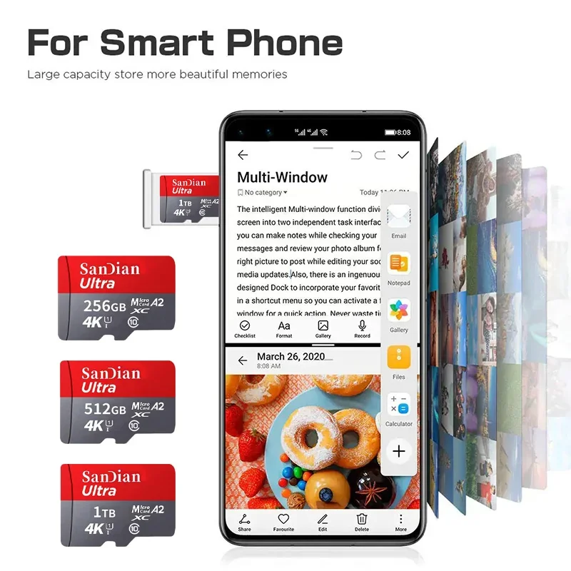 고속 클래스 10 마이크로 tf sd 카드, 1TB 메모리 카드, 2TB, 128GB, 512GB, 256GB, SDCard, 100 MB/s, TF 카드, 정품