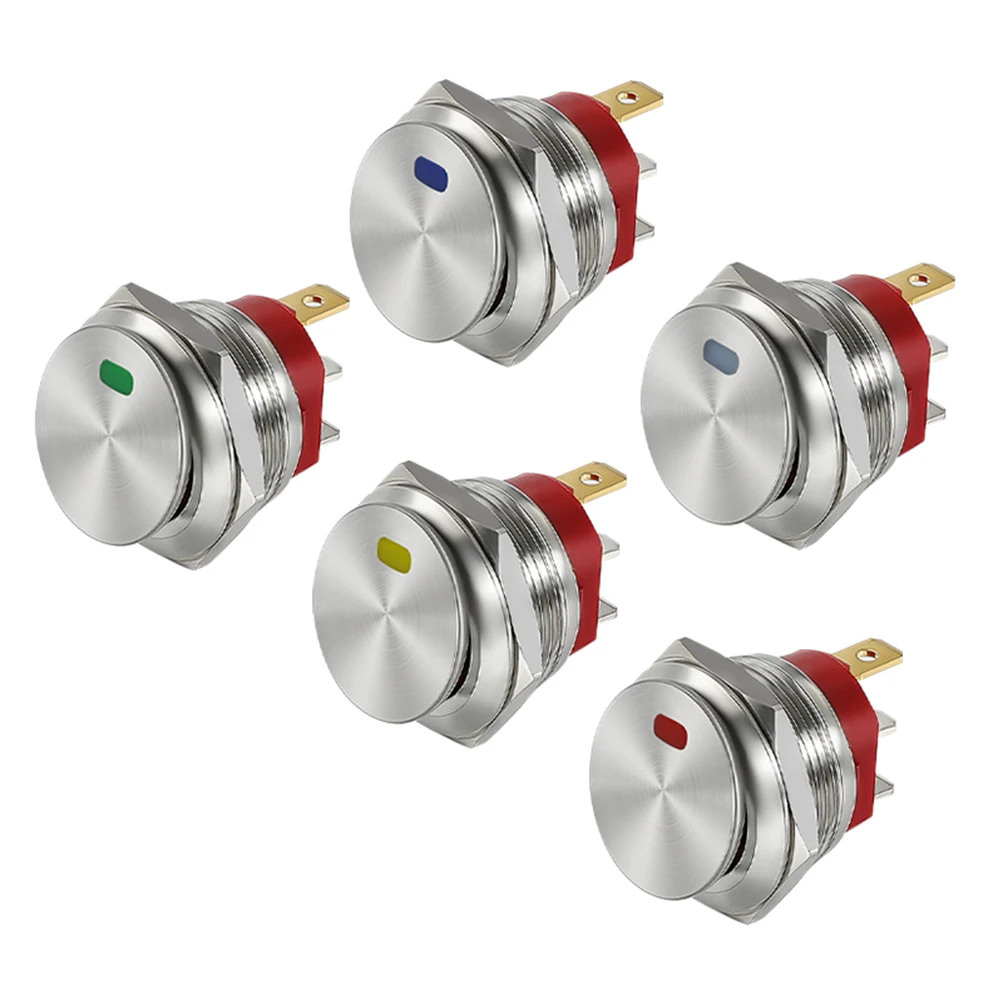 22mm 금속 버튼 로커 스위치 스테인레스 스틸 12V 20A 자동 잠금 2 위치 자동차 토글 스위치 ON-OFF 220V 15A 3 핀