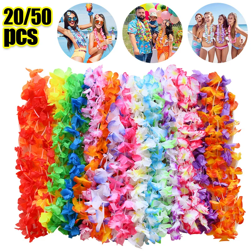 5-50Pcs 하와이 인공 꽃 목걸이 여름 열 대 해변 생일 파티 장식 용품 손님을위한 결혼식 호의 title=5-50Pcs 하와이 인공 꽃 목걸이 여름 열 대 해변 생일 파티 장식 용품 손님을위한 결혼식 호의 