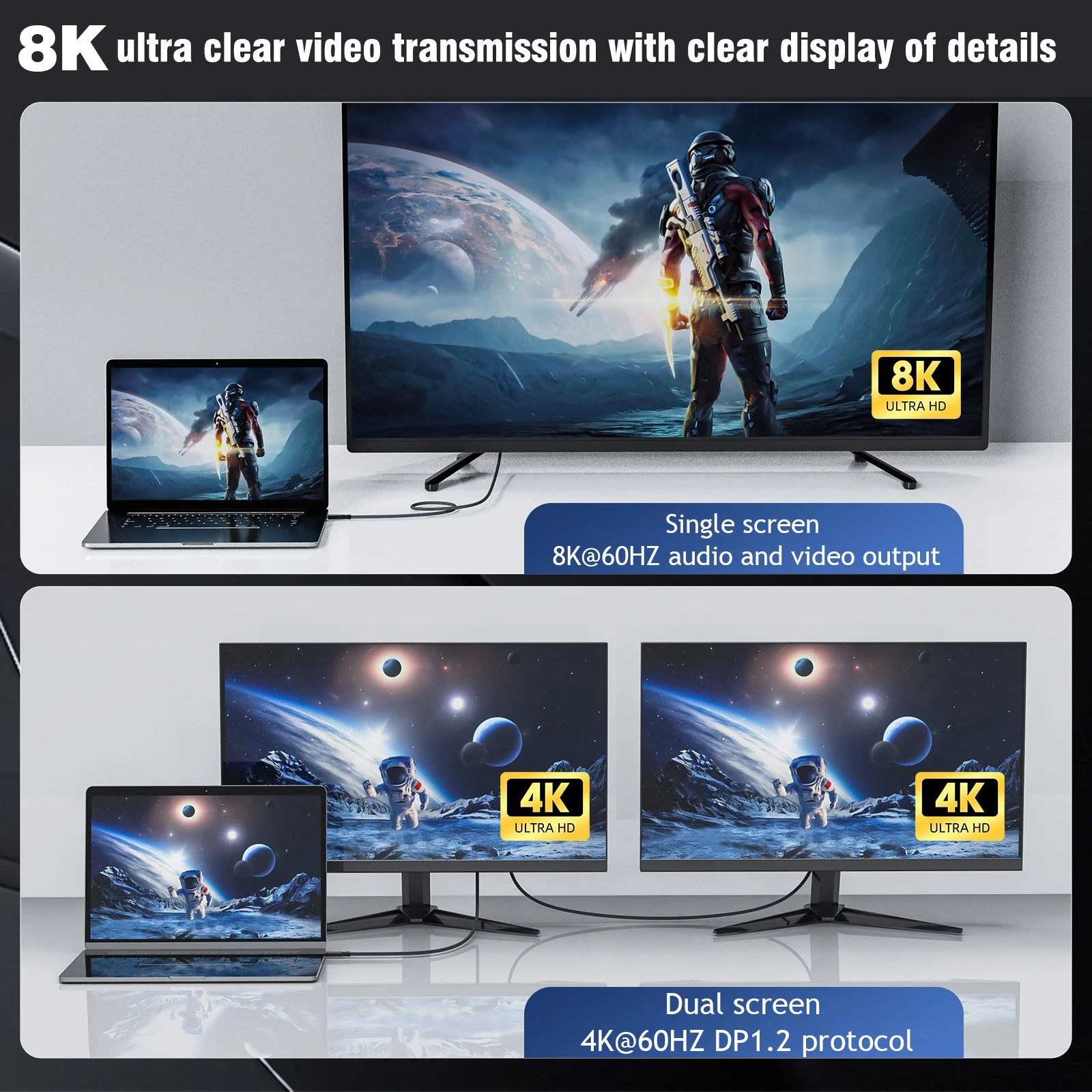 UGOURD 썬더볼트 4 동축 케이블 USB4 타입 C to 타입 C 40Gbps 100W 고속 충전 케이블 2m -0.3m (EGPU, 아이폰, 아이패드, 맥북용)