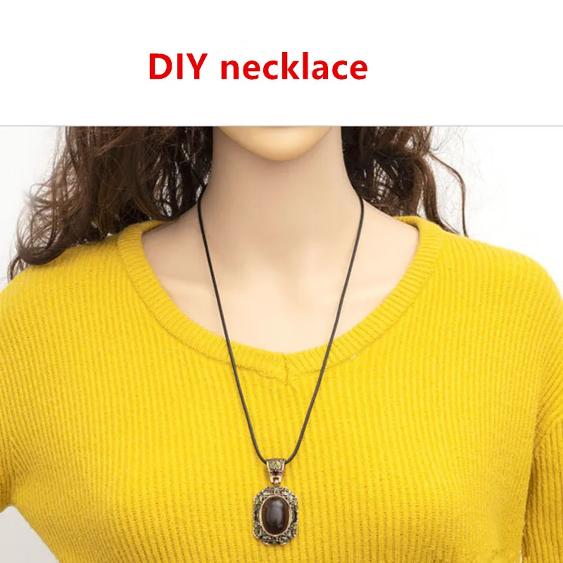 1.5/3mm 45/50/60cm 여성을위한 블랙 가죽 로프 체인 목걸이 DIY 펜던트에 대한 걸쇠 왁스 코드 체인 라인 문자열과 남성 쥬얼리