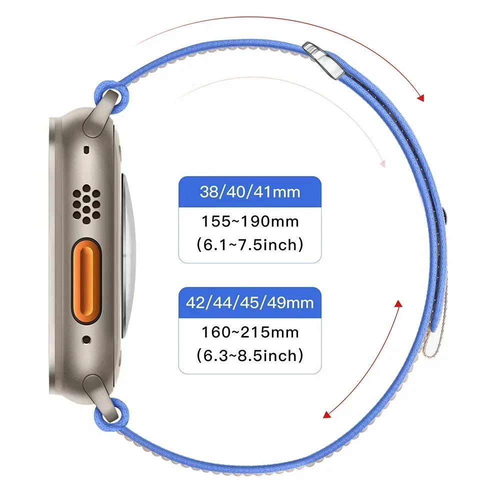 Apple Watch Ultra 2 용 트레일 루프 스트랩 49mm 시리즈 9 8 7 iWatch 6 5 4 3 SE 44mm 40mm 42mm 용 45mm 41mm 스포츠 나일론 손목 밴드