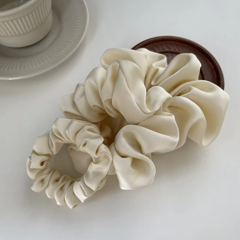 특대 새틴 Scrunchies 탄성 헤어 넥타이 여자 여자 큰 실크 헤어 밴드 포니 테일 홀더 헤어 고무 밴드 헤어 액세서리