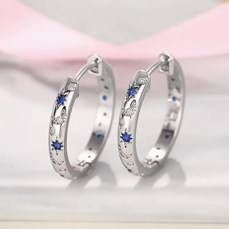 여성을위한 패션 실버 컬러 금속 조각 태양과 달 후프 귀걸이 파티 약혼 웨딩 귀걸이 쥬얼리