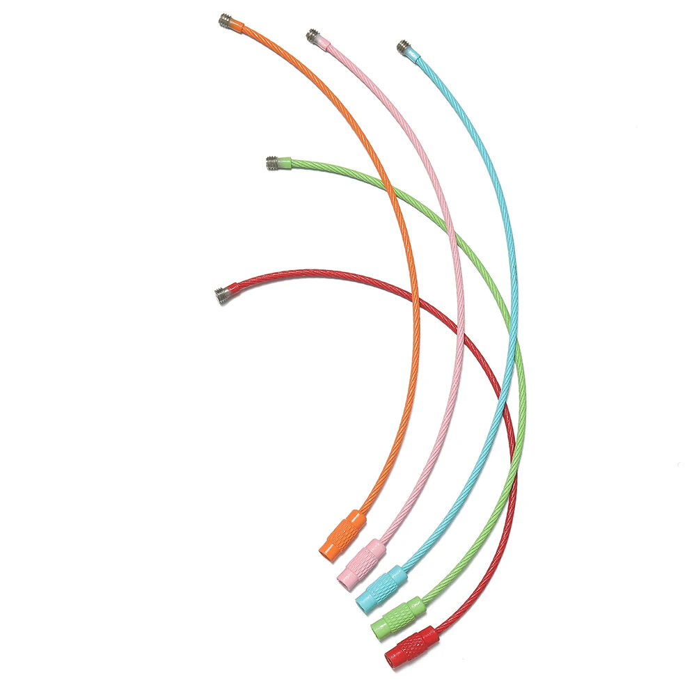 10 개/몫 다채로운 철 와이어 키 체인 케이블 루프 나사 잠금 로프 키 홀더 열쇠 고리 열쇠 고리 반지 보석 만들기 용품