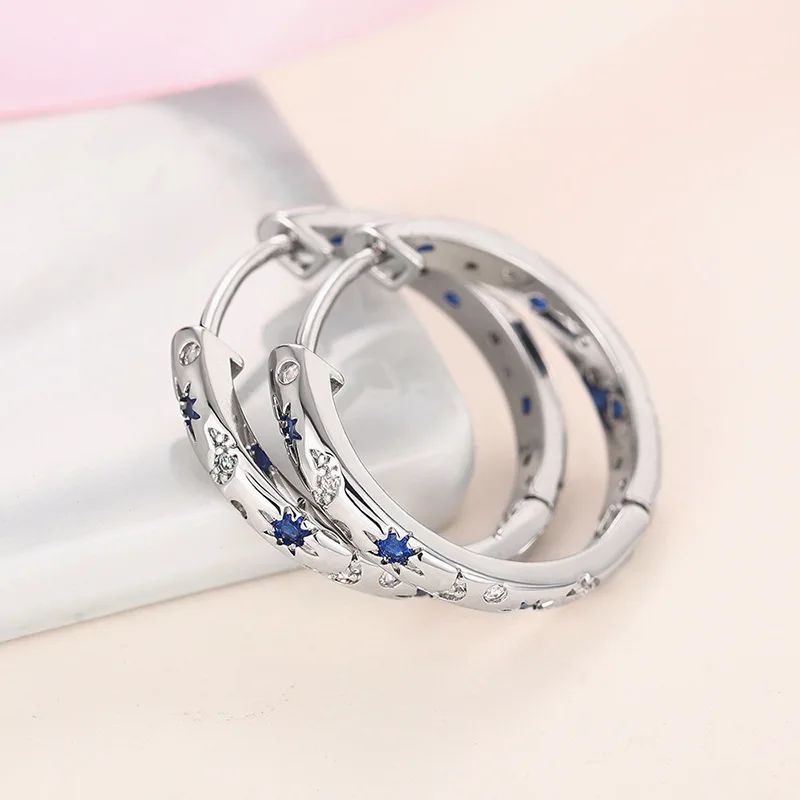 여성을위한 패션 실버 컬러 금속 조각 태양과 달 후프 귀걸이 파티 약혼 웨딩 귀걸이 쥬얼리