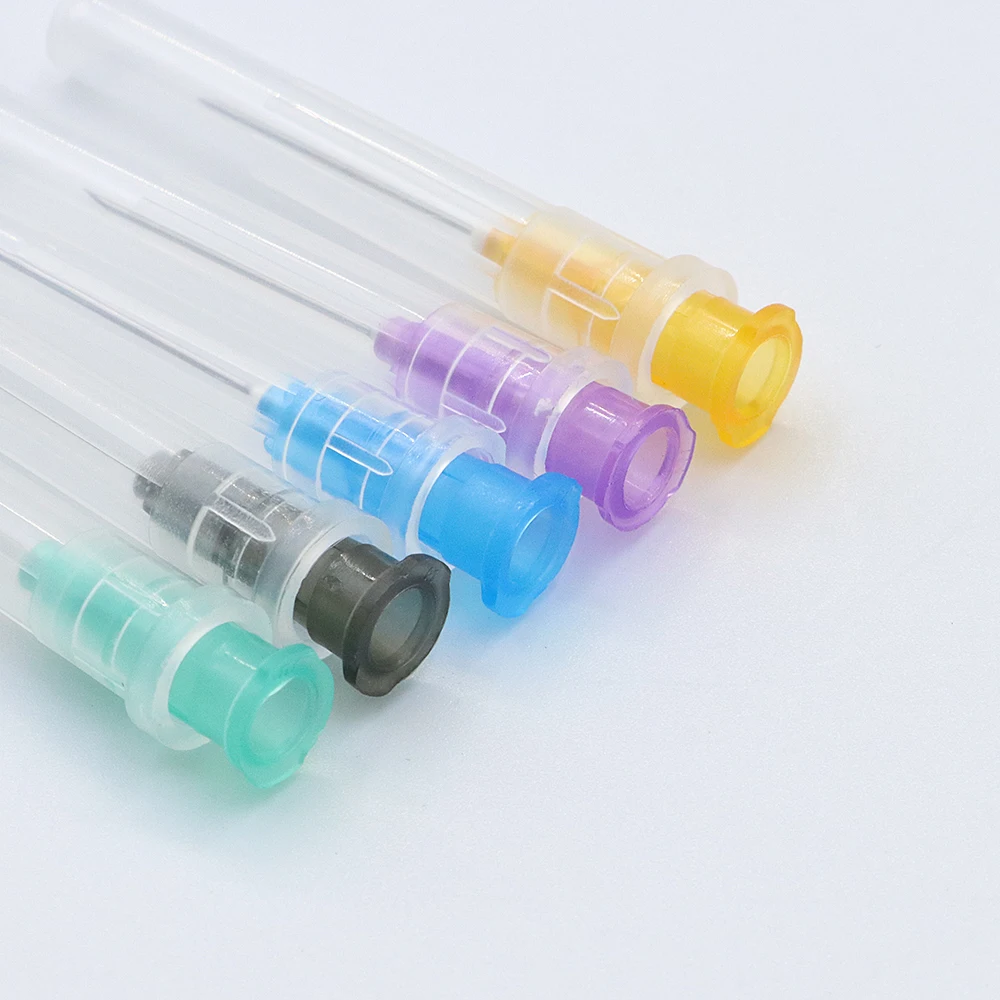 50pcs 투명 캡, 접착제 도구, 개별 포장 주사기 액세서리가있는 뾰족한 주입 바늘 디스펜스 바늘