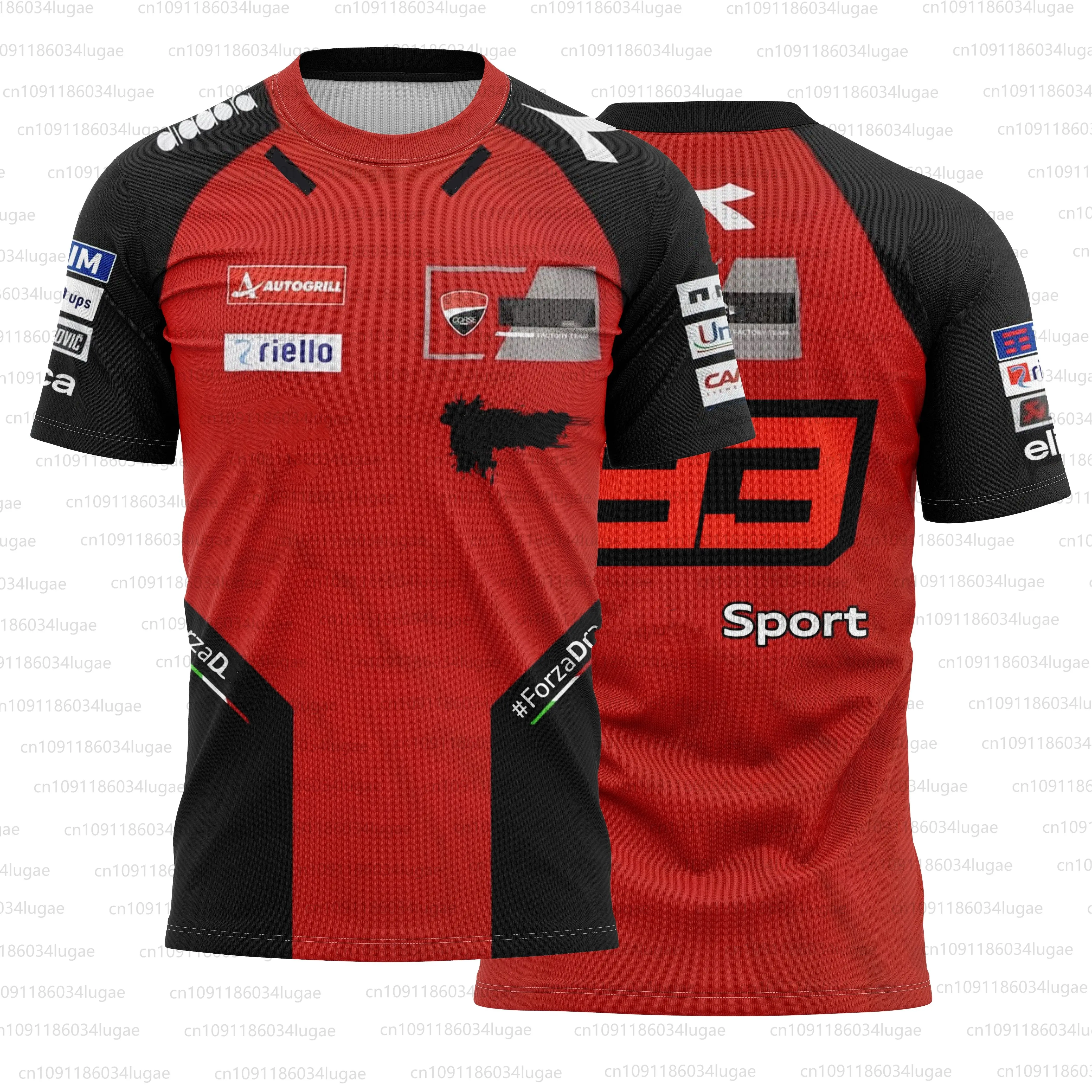 2025 남성용 여성용 한정판 야외 스포츠 Marc Mírquez 경례 디자인 통기성 레저 레트로 레이싱 티셔츠 O 넥 탑