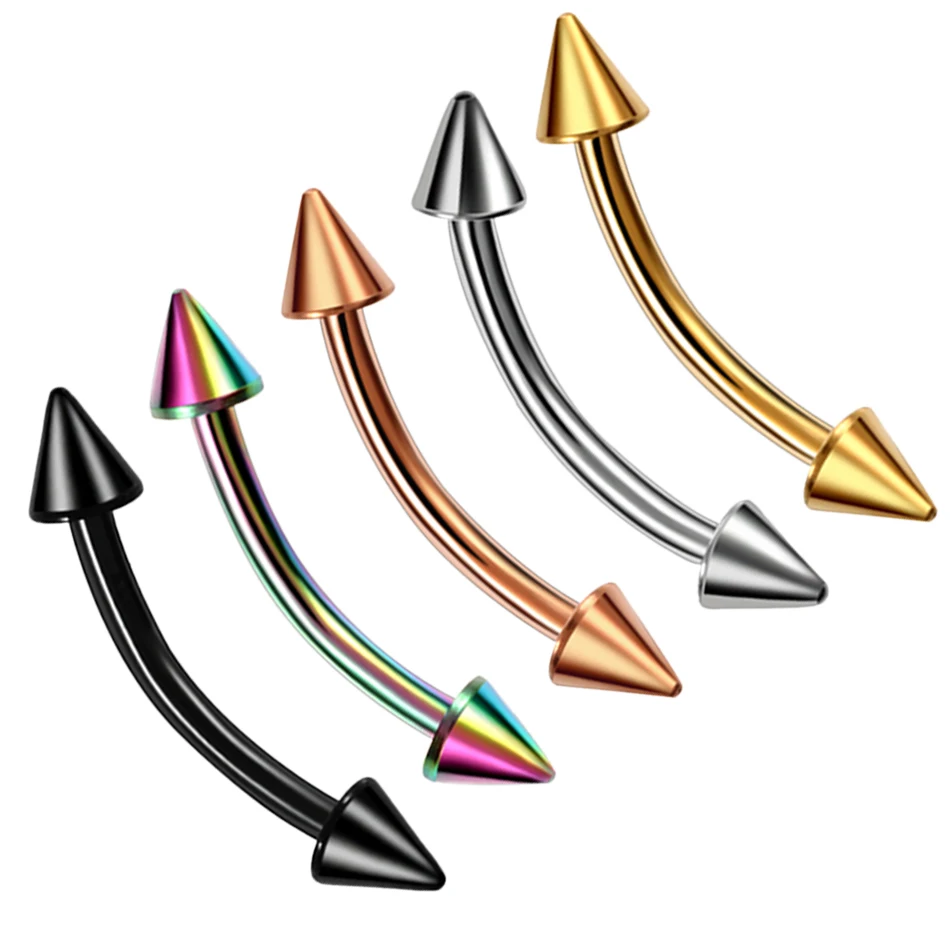 G23 티타늄 에폭시 곡선 바벨 눈썹 반지 피어싱 곡선 바 바나나 눈썹 귀 연골 Tragus 바디 피어싱 쥬얼리