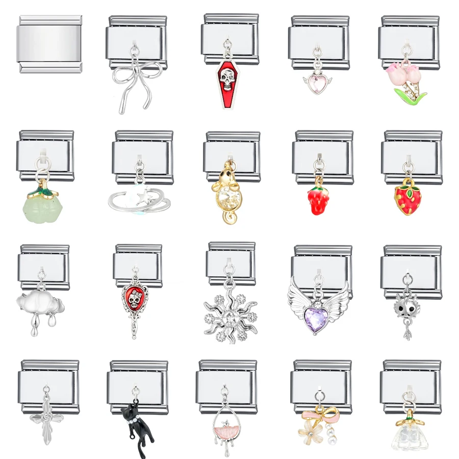 1PC DIY 스테인레스 스틸 이탈리아어 매력 링크 맞는 9mm 팔찌 쥬얼리 액세서리 결과 해골 라인 석 CZ 크로스 하트 만들기 title=1PC DIY 스테인레스 스틸 이탈리아어 매력 링크 맞는 9mm 팔찌 쥬얼리 액세서리 결과 해골 라인 석 CZ 크로스 하트 만들기 