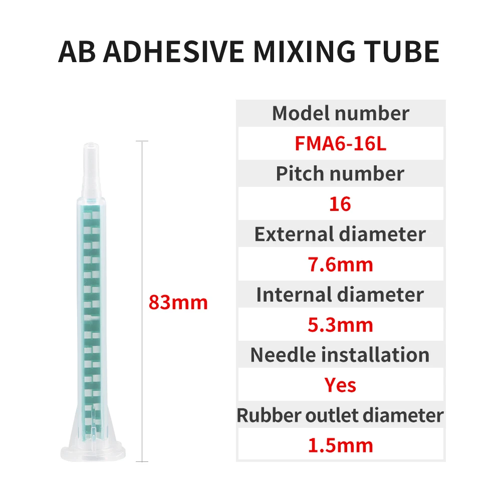 10/20/50/pcs 에폭시 수지 혼합 노즐 AB 접착제 총 용 정적 믹서 접착제 혼합 튜브 주사기 두 구성 요소 액체 믹서