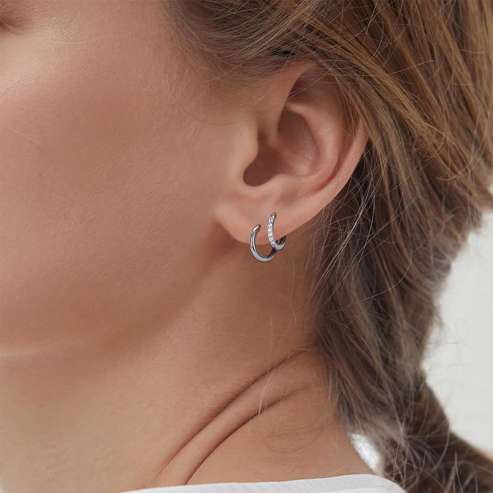 2/20PCS G23 티타늄 귀걸이 후프 CZ 힌지 세그먼트 라운드 코 링 여성용 귀 Tragus 연골 헬릭스 Daith 피어싱 쥬얼리
