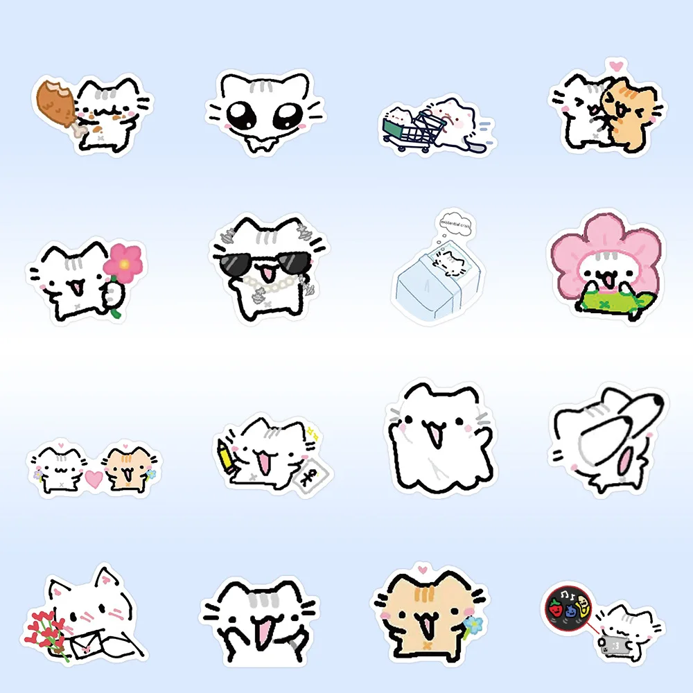 10/30/72PCS 라인 새끼 고양이 일일 낙서 스티커 노트북 전화에 대 한 귀여운 고양이 만화 데 칼 기타 컵 스케이트 보드 방수 스티커