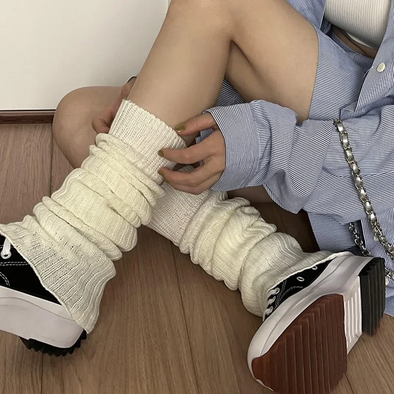 2025 봄 로리타 레그 워머 양말 여성 니트 따뜻한 발 커버 여성 따뜻한 레이디 가을 크로 셰 뜨개질 힙 힙 양말 부츠 커프스