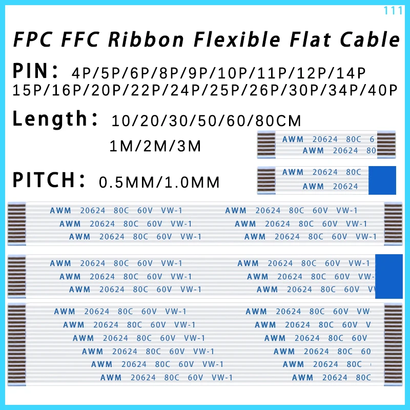 10PCS FPC FFC 리본 유연한 플랫 케이블 4/6/8/10/12/14/16/18/20/24/30/34/40/50/60P 핀 피치 0.5MM 1.0MM A 형 와이어 길이 title=10PCS FPC FFC 리본 유연한 플랫 케이블 4/6/8/10/12/14/16/18/20/24/30/34/40/50/60P 핀 피치 0.5MM 1.0MM A 형 와이어 길이 