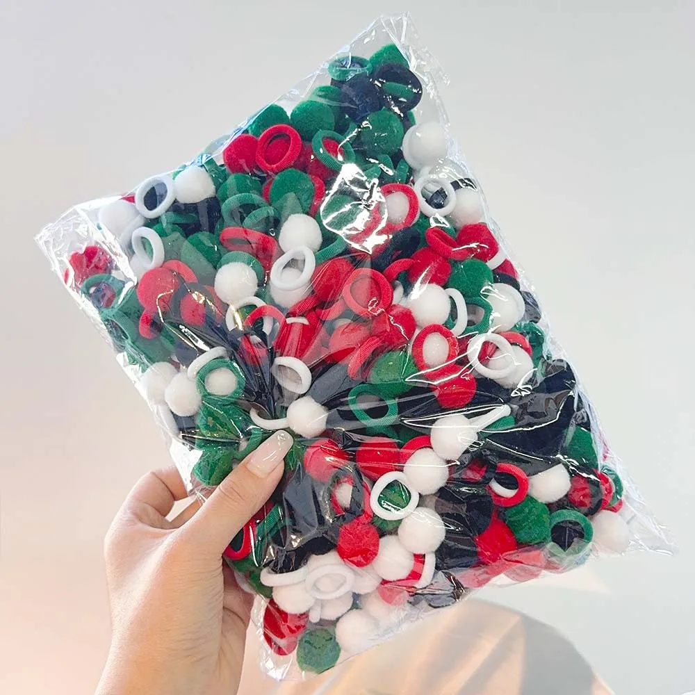 10-30개 어린이용 탄성 헤어밴드, 여자아이용 플러시 볼 고무줄, 아동용 스위트 스크런치 헤어끈 클립, 아기 헤어 액세서리