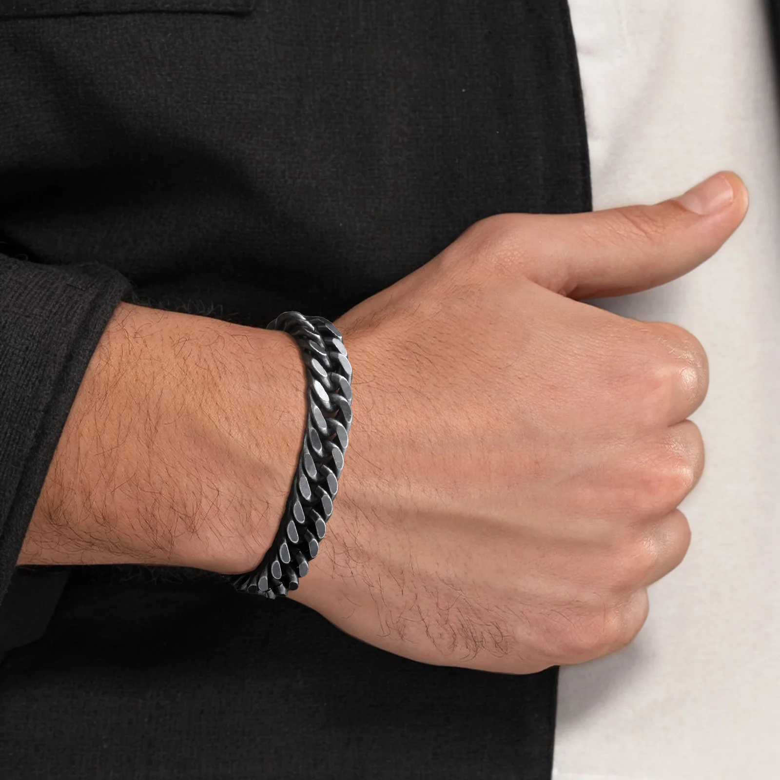 골드 컬러 망 쿠바 체인 팔찌, Chunky 8/10/12/15mm 방수 스테인레스 스틸 링크 팔찌 선물 쥬얼리, 19cm /21.5cm