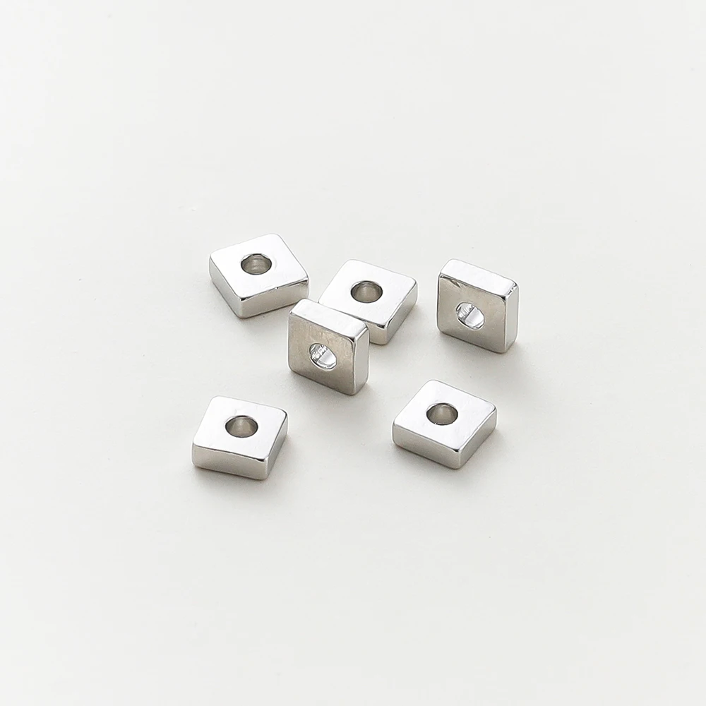 30-100Pcs 14K/18K 골드 컬러 도금 황동 2/3/4mm 플랫 스퀘어 스페이서 구슬 DIY 팔찌 목걸이 쥬얼리 액세서리 만들기