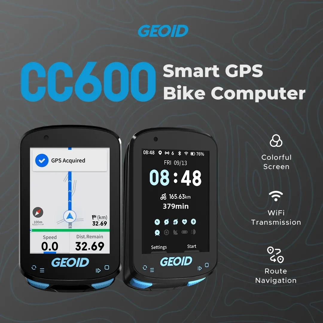 GEOID CC600 자전거 컴퓨터 무선 컬러 스크린 자전거 속도계 ANT + WIFI 사이클링 속도계 IPX7 방수 주행 거리계 title=GEOID CC600 자전거 컴퓨터 무선 컬러 스크린 자전거 속도계 ANT + WIFI 사이클링 속도계 IPX7 방수 주행 거리계 