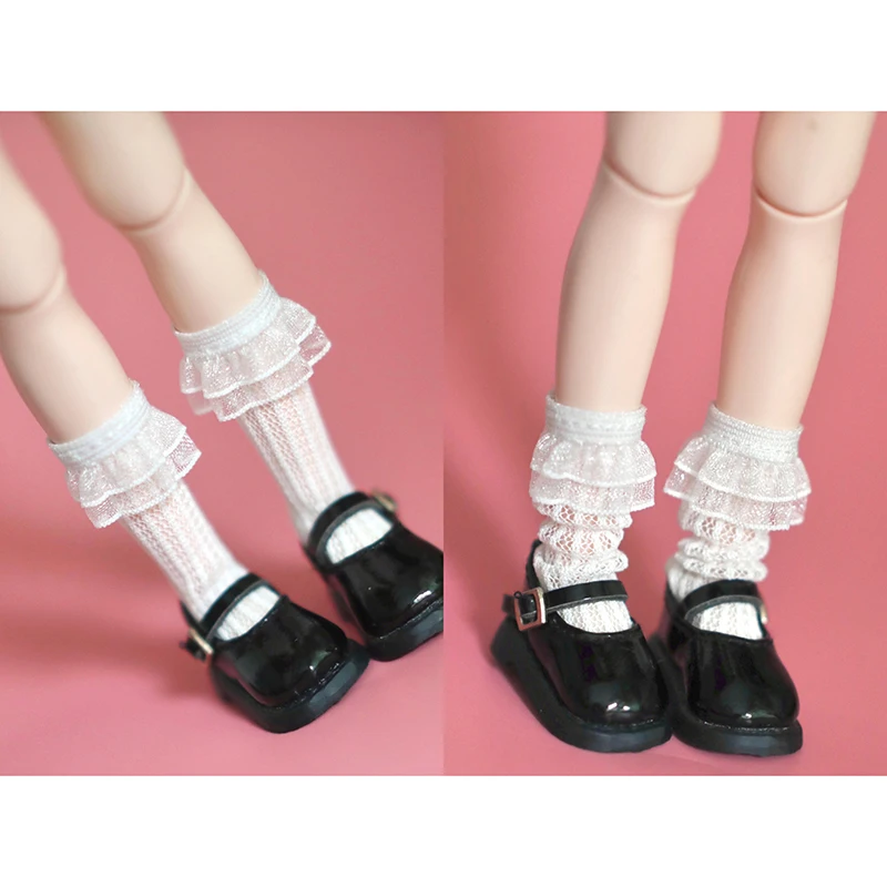 Blyth 인형 레이스 양말 한 쌍, 귀여운 긴 흰색 양말, Blythe Licca Azone OB24 풀립 1/6 인형 액세서리, 어린이 선물