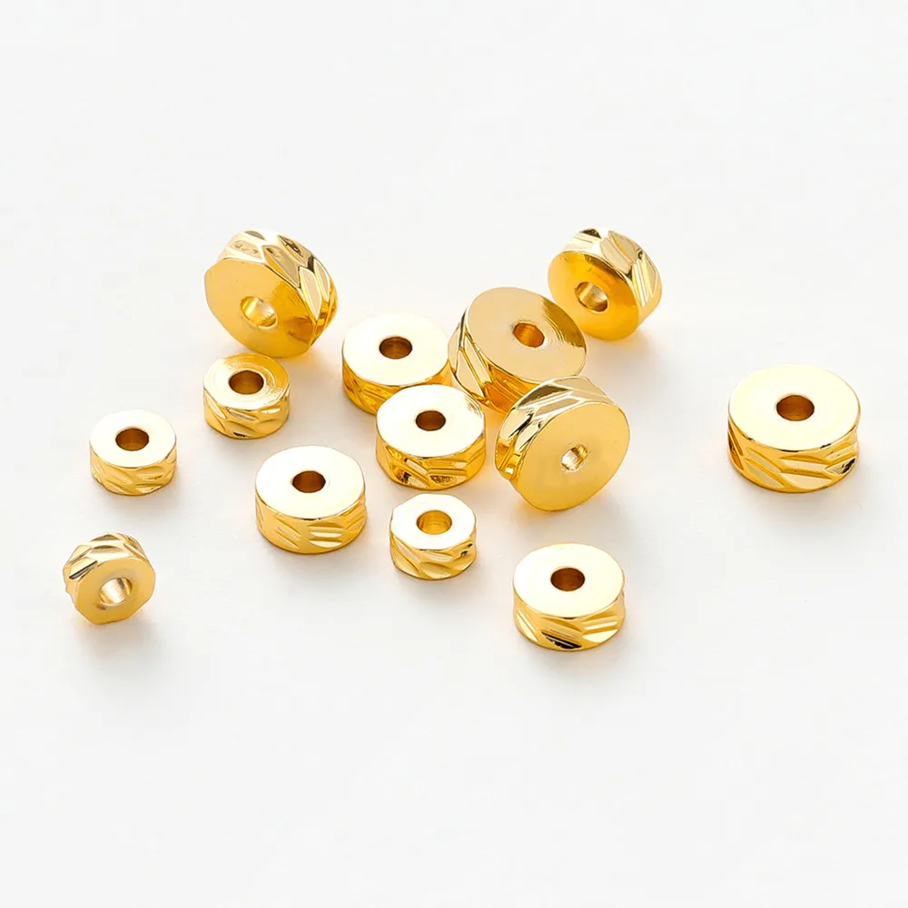 50Pcs 4/5/6mm 14K/18K 골드 도금 황동 라운드 대각선 컷 비즈 플랫 라운드 스페이서 비즈 DIY 보석 만들기 용품 도매 title=50Pcs 4/5/6mm 14K/18K 골드 도금 황동 라운드 대각선 컷 비즈 플랫 라운드 스페이서 비즈 DIY 보석 만들기 용품 도매 
