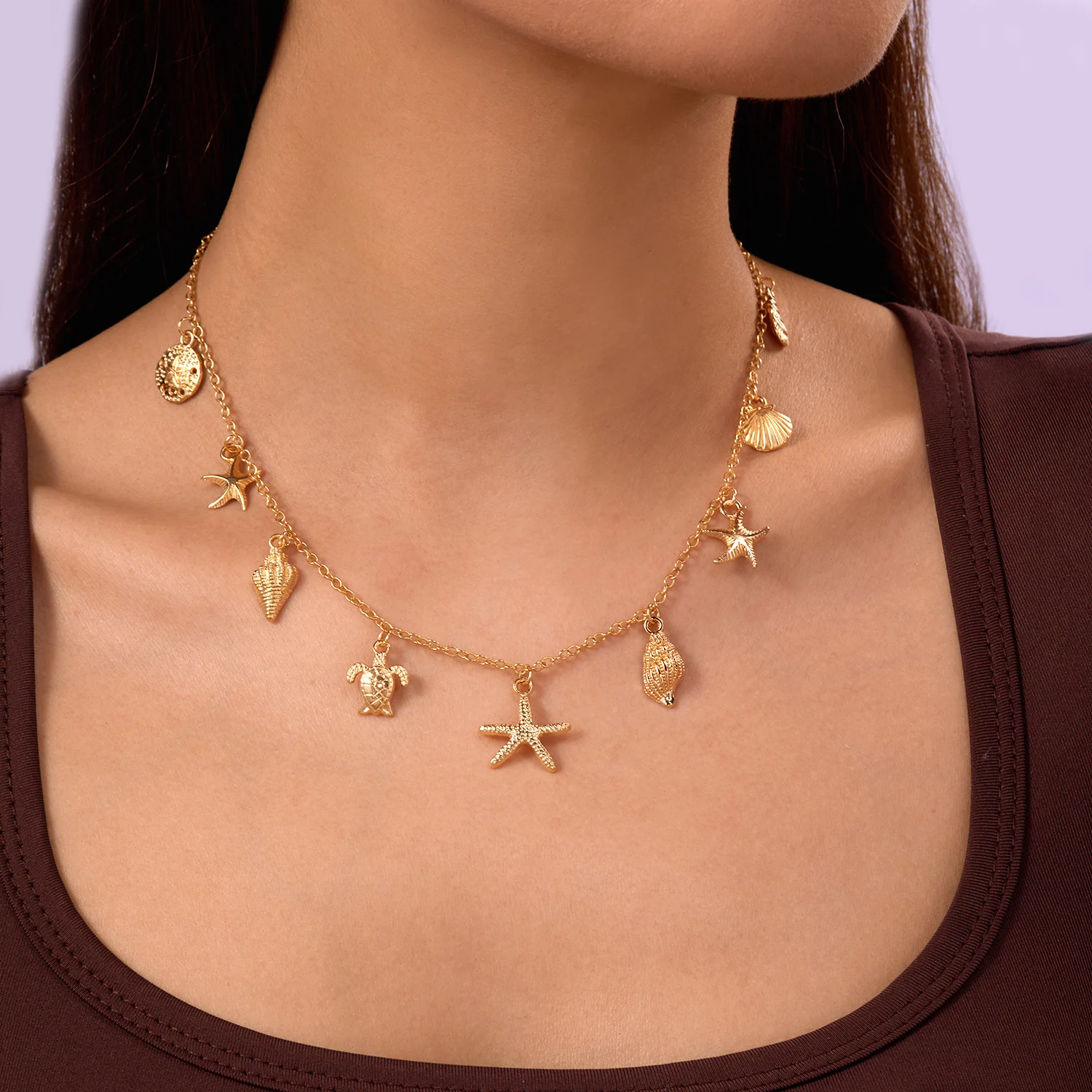 보헤미안 불가사리 쉘 조가비 거북이 펜던트 목걸이 여성을위한 모조 진주 매력 체인 목걸이 비치 쥬얼리 휴가 선물 title=보헤미안 불가사리 쉘 조가비 거북이 펜던트 목걸이 여성을위한 모조 진주 매력 체인 목걸이 비치 쥬얼리 휴가 선물 