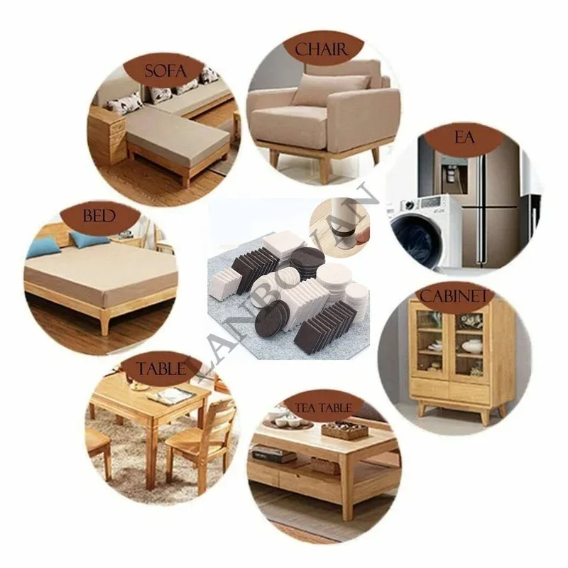 두꺼운 자체 접착 펠트 의자 다리 패드, 미끄럼 방지, 긁힘 방지, 소음 방지, 바닥 가구 보호 패드 가스켓