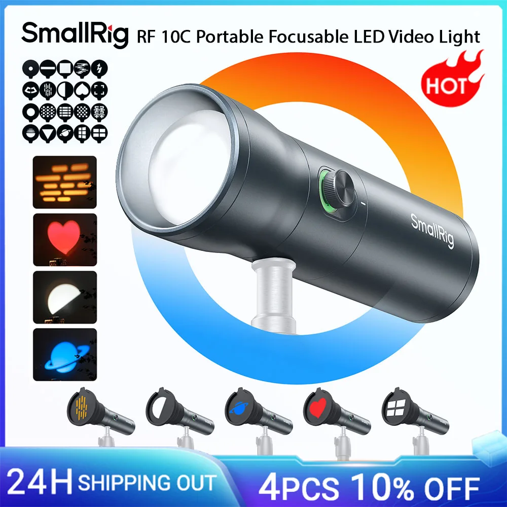 SmallRig RF 10C RGB LED 사진 플래시라이트 7500mAh 4색 필 라이트, 20가지 패턴 조명 필터 포함, 비디오 조명 4634 title=SmallRig RF 10C RGB LED 사진 플래시라이트 7500mAh 4색 필 라이트, 20가지 패턴 조명 필터 포함, 비디오 조명 4634 
