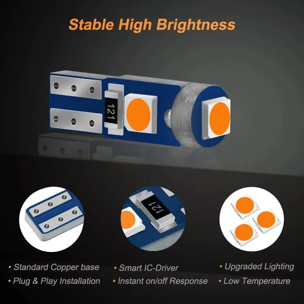 10Pcs T5 Led 전구 W3W W1.2W Led Canbus 자동차 인테리어 조명 대시 보드 다채로운 표시기 웨지 자동 악기 램프 12V