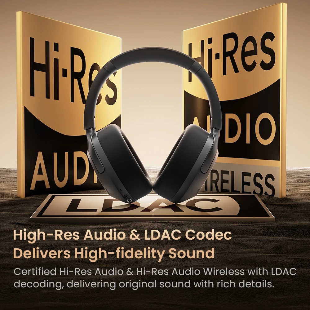 HAYLOU S40 ANC 무선 헤드폰 50dB 노이즈 캔슬링 Hi-Res 3D 공간 오디오 이어폰 LDAC 블루투스 6.0 오버이어 헤드셋