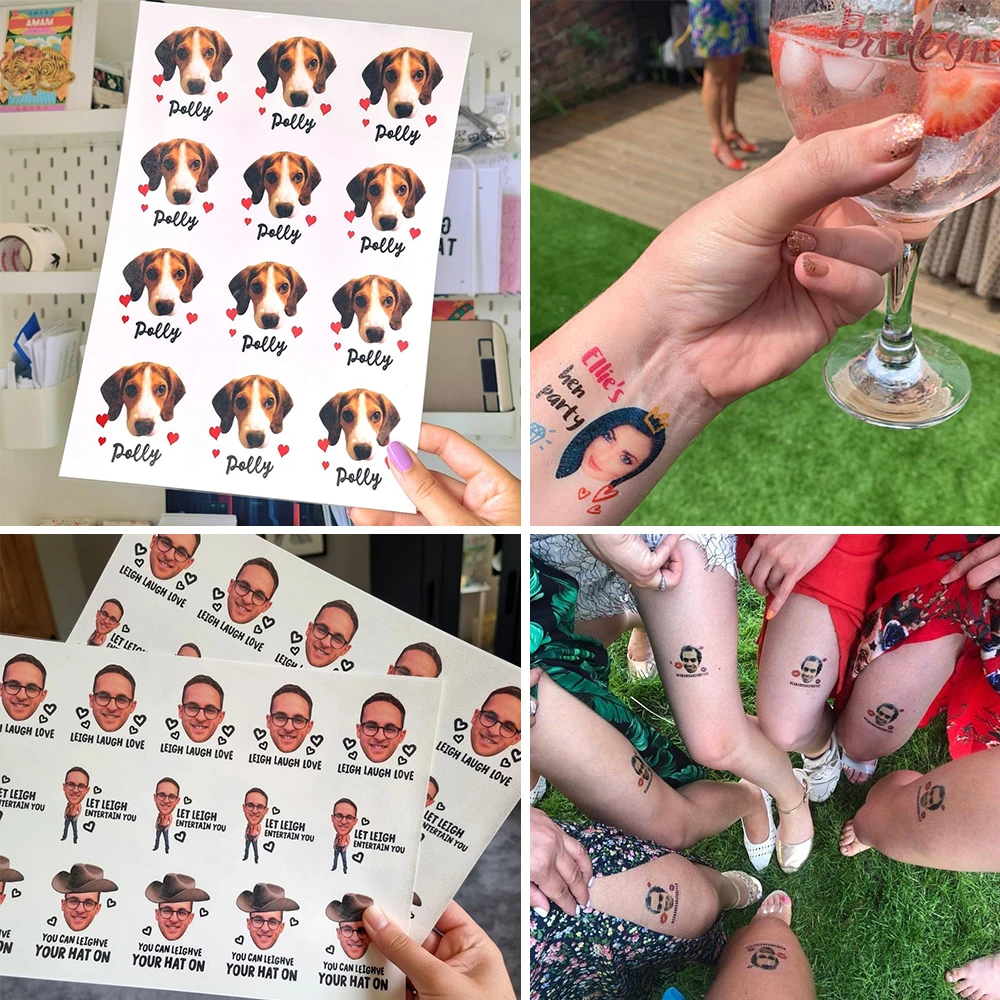 맞춤형 맞춤형 방수 임시 문신 스티커 DIY 가짜 문신, 로고/결혼식을위한 나만의 맞춤 디자인 문신 만들기
